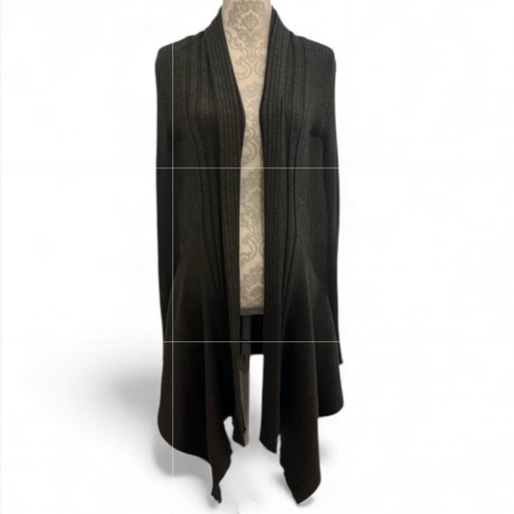 Y2K Retro Long Sleeve Cardigan Sweater Open Front Duster Size XL Dark Gray EUC - Picture 12 of 12